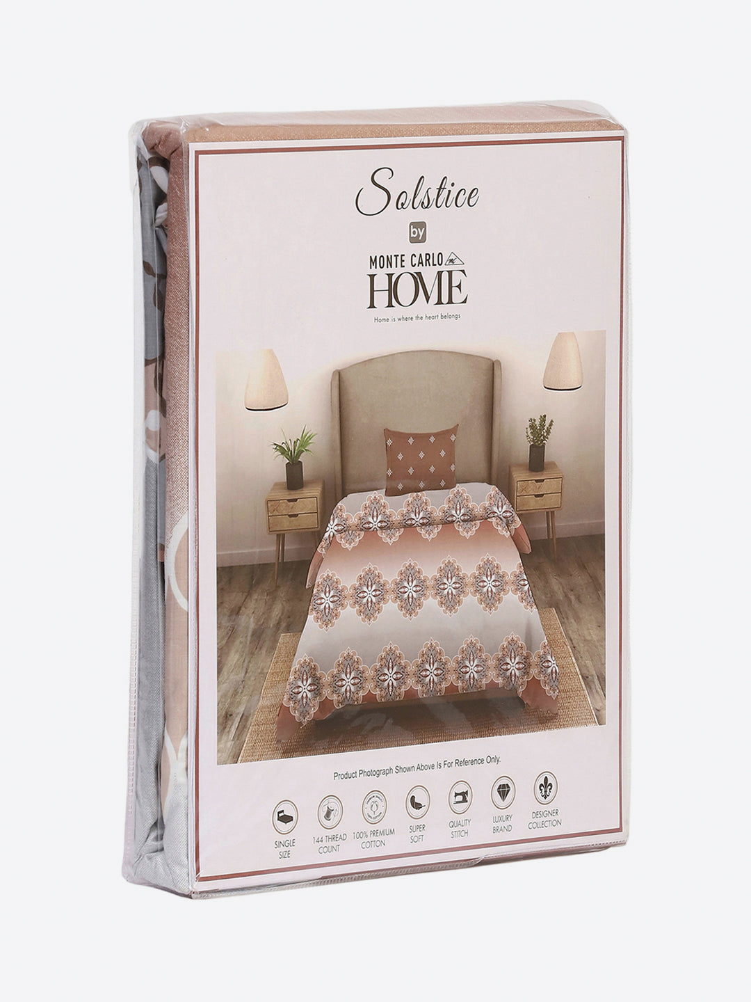 144 TC Cotton Single Bedsheet with 1 Pillow Cover (Solstice)