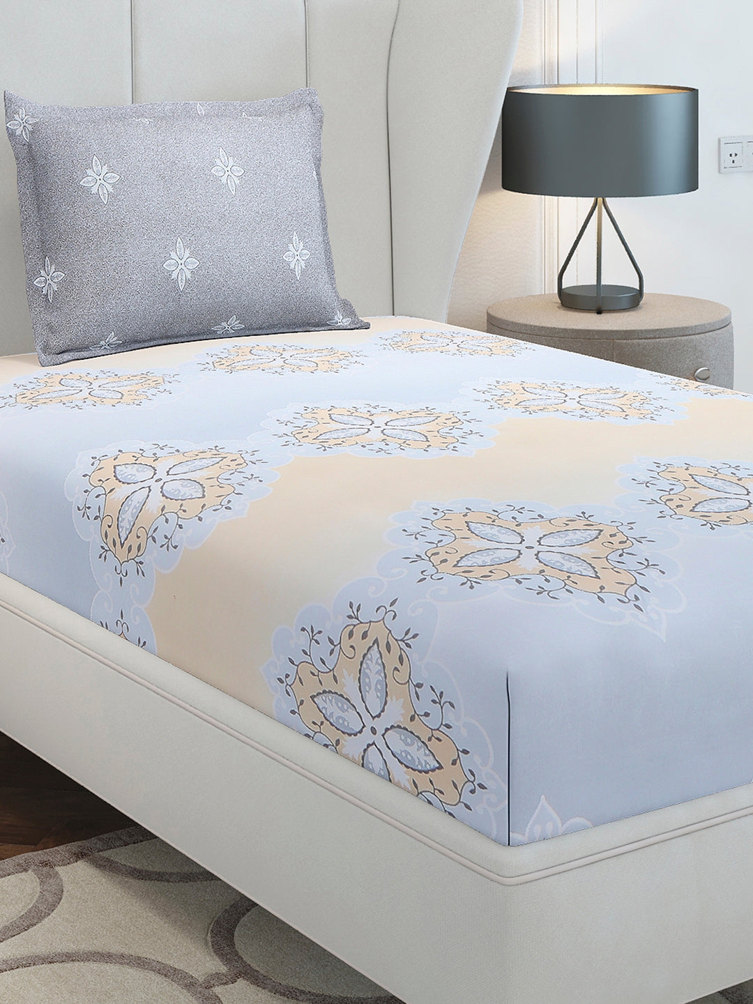 144 TC Cotton Single Bedsheet with 1 Pillow Cover (Solstice)