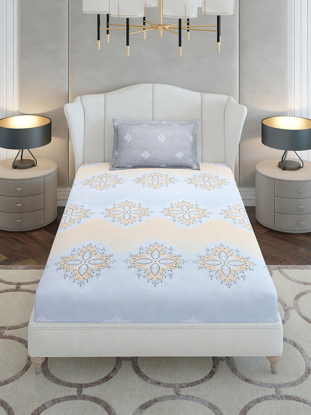 144 TC Cotton Single Bedsheet with 1 Pillow Cover (Solstice)