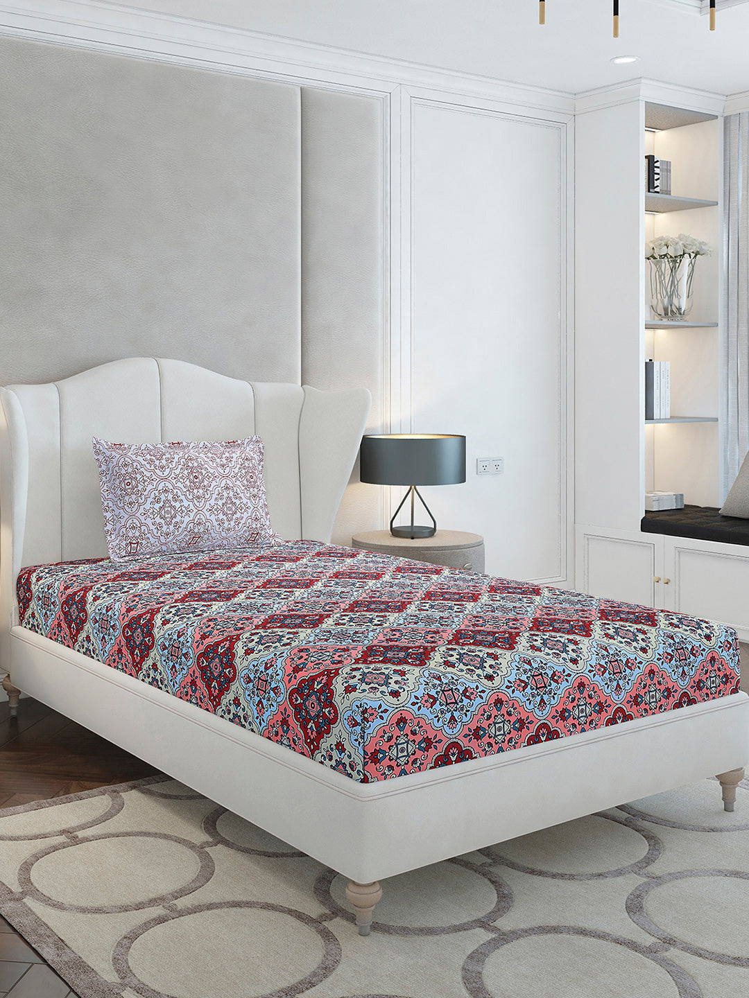 144 TC Cotton Single Bedsheet with 1 Pillow Cover (Solstice)