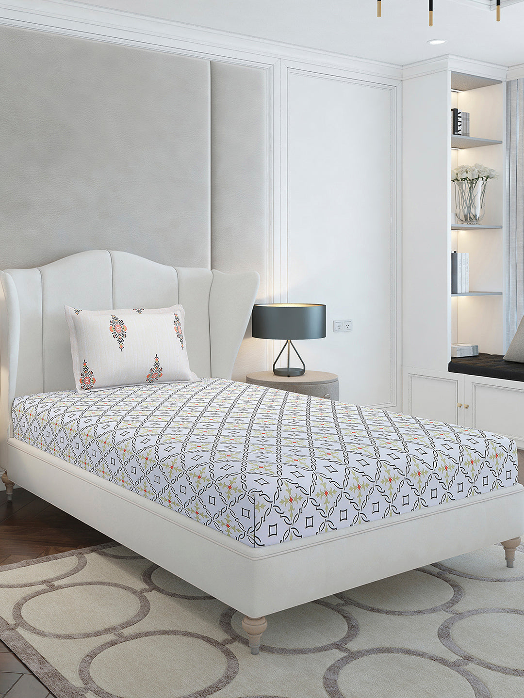 144 TC Cotton Single Bedsheet with 1 Pillow Cover (Solstice)