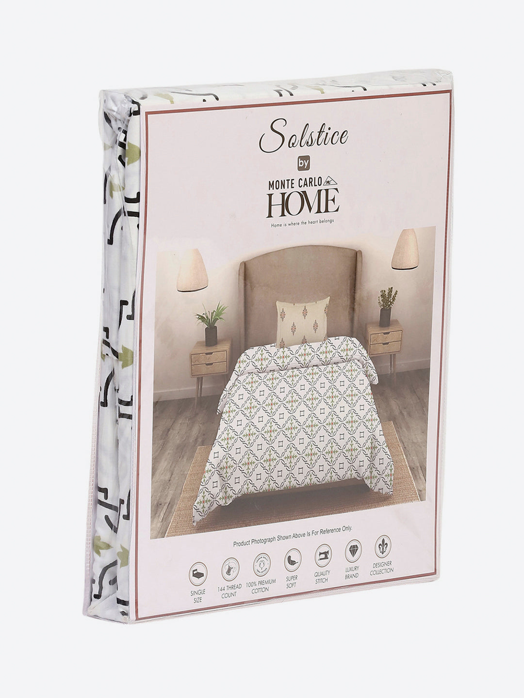 144 TC Cotton Single Bedsheet with 1 Pillow Cover (Solstice)