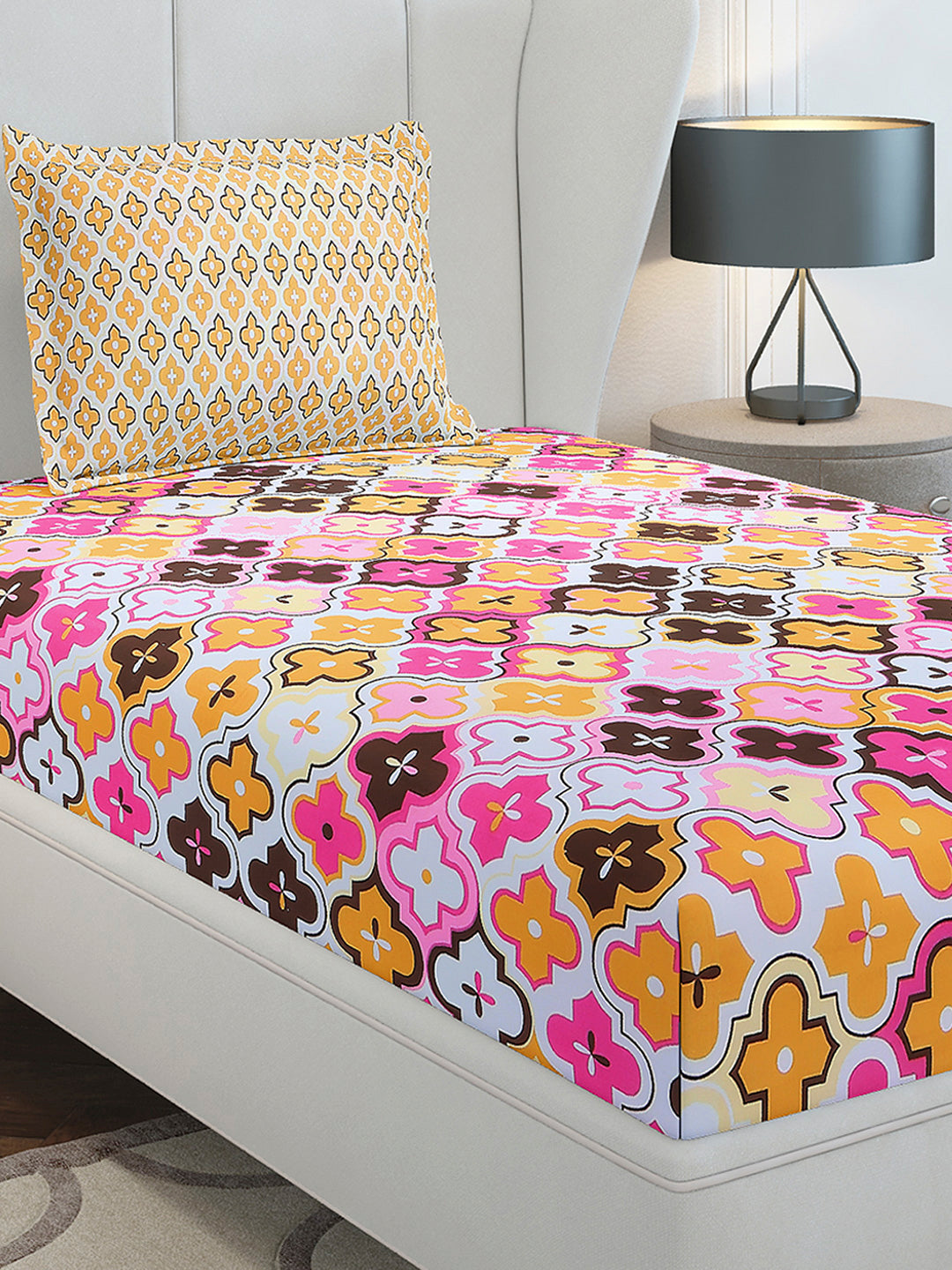 144 TC Cotton Single Bedsheet with 1 Pillow Cover (Solstice)