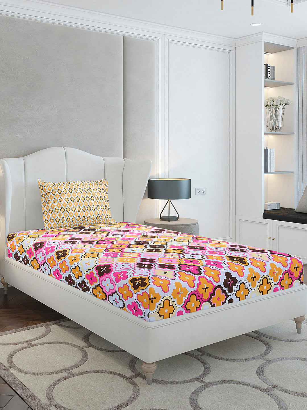 144 TC Cotton Single Bedsheet with 1 Pillow Cover (Solstice)