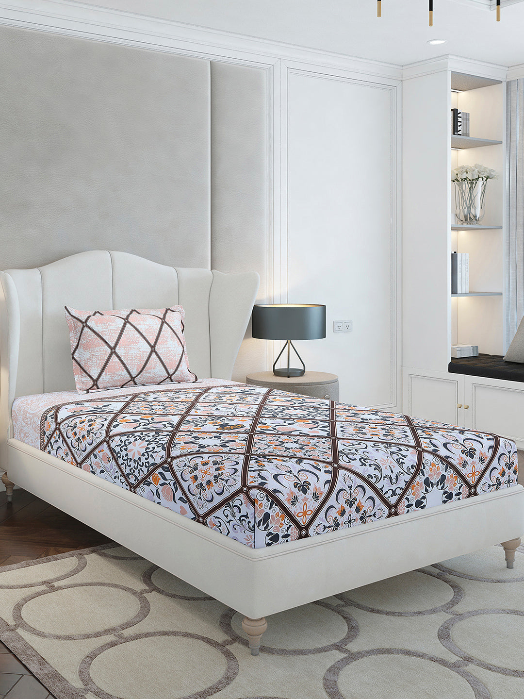 144 TC Cotton Single Bedsheet with 1 Pillow Cover (Solstice)