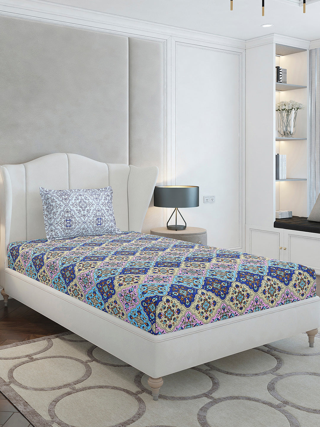 144 TC Cotton Single Bedsheet with 1 Pillow Cover (Solstice)