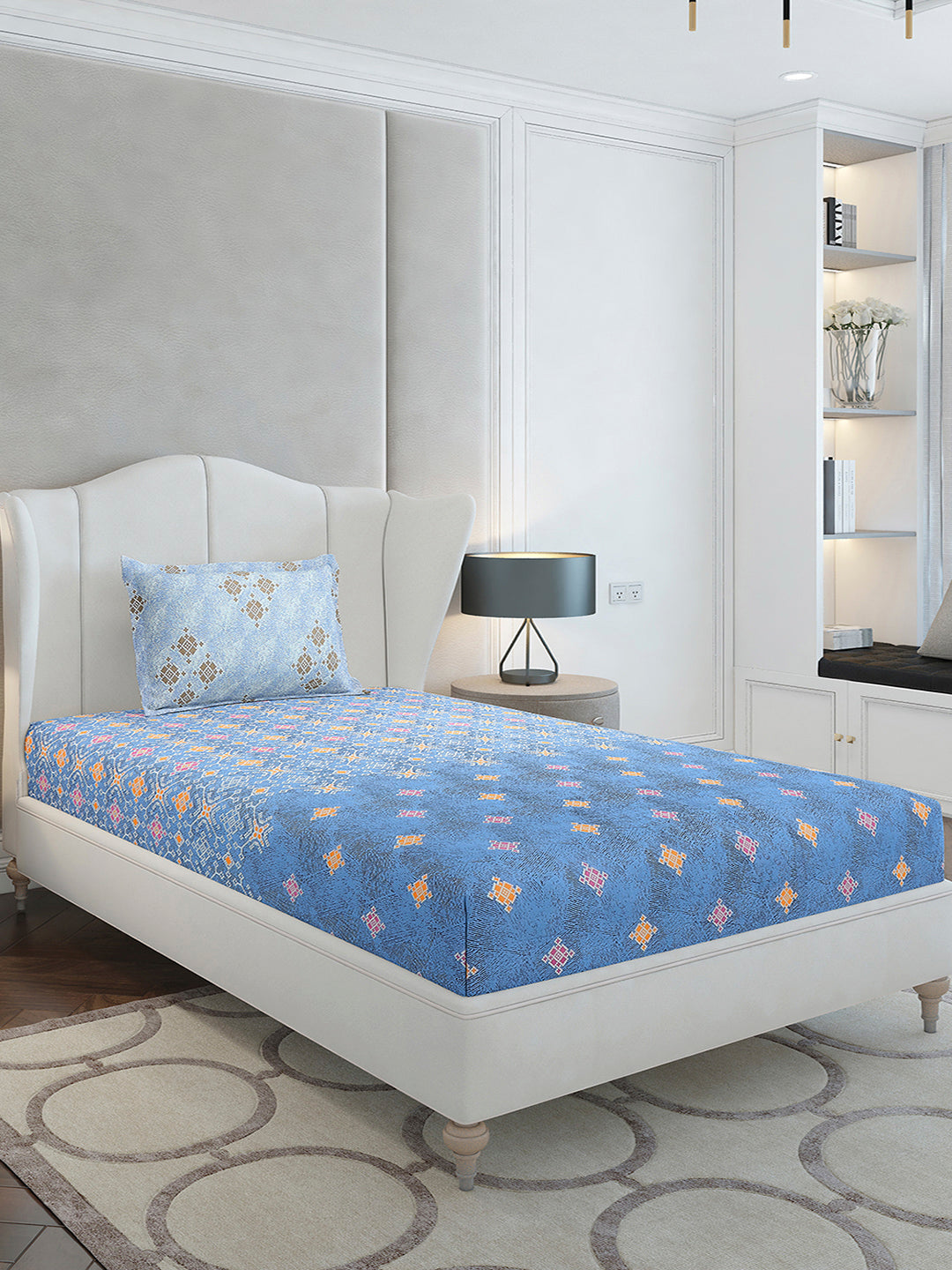 144 TC Cotton Single Bedsheet with 1 Pillow Cover (Solstice)