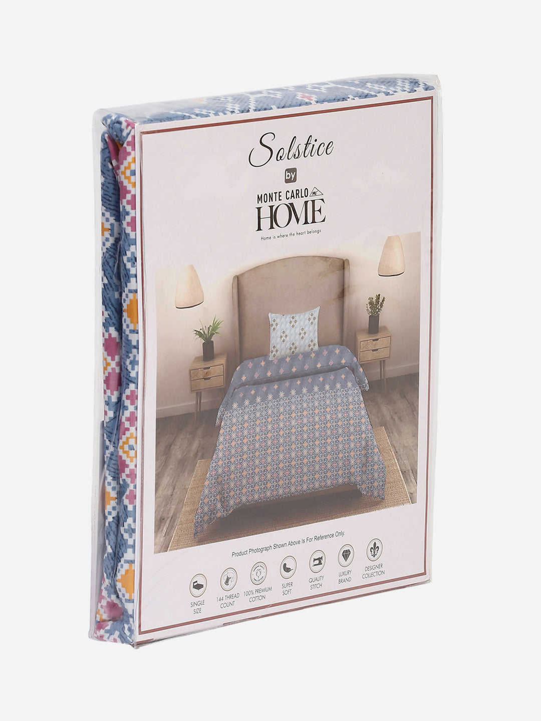 144 TC Cotton Single Bedsheet with 1 Pillow Cover (Solstice)