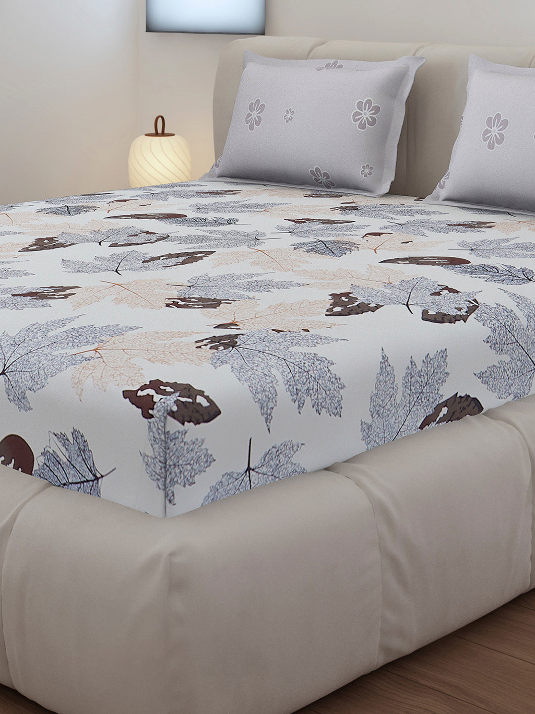 130 GSM Polyester King Size 1 Bedsheet with 2 Pillow Covers (Stanley)