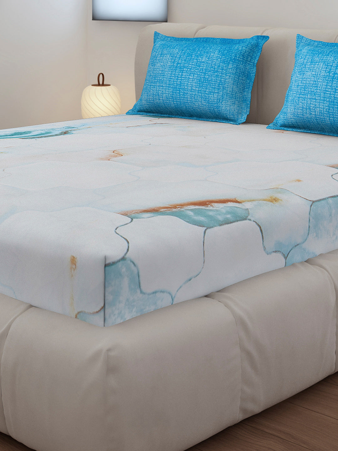 130 GSM Polyester King Size 1 Bedsheet with 2 Pillow Covers (Stanley)