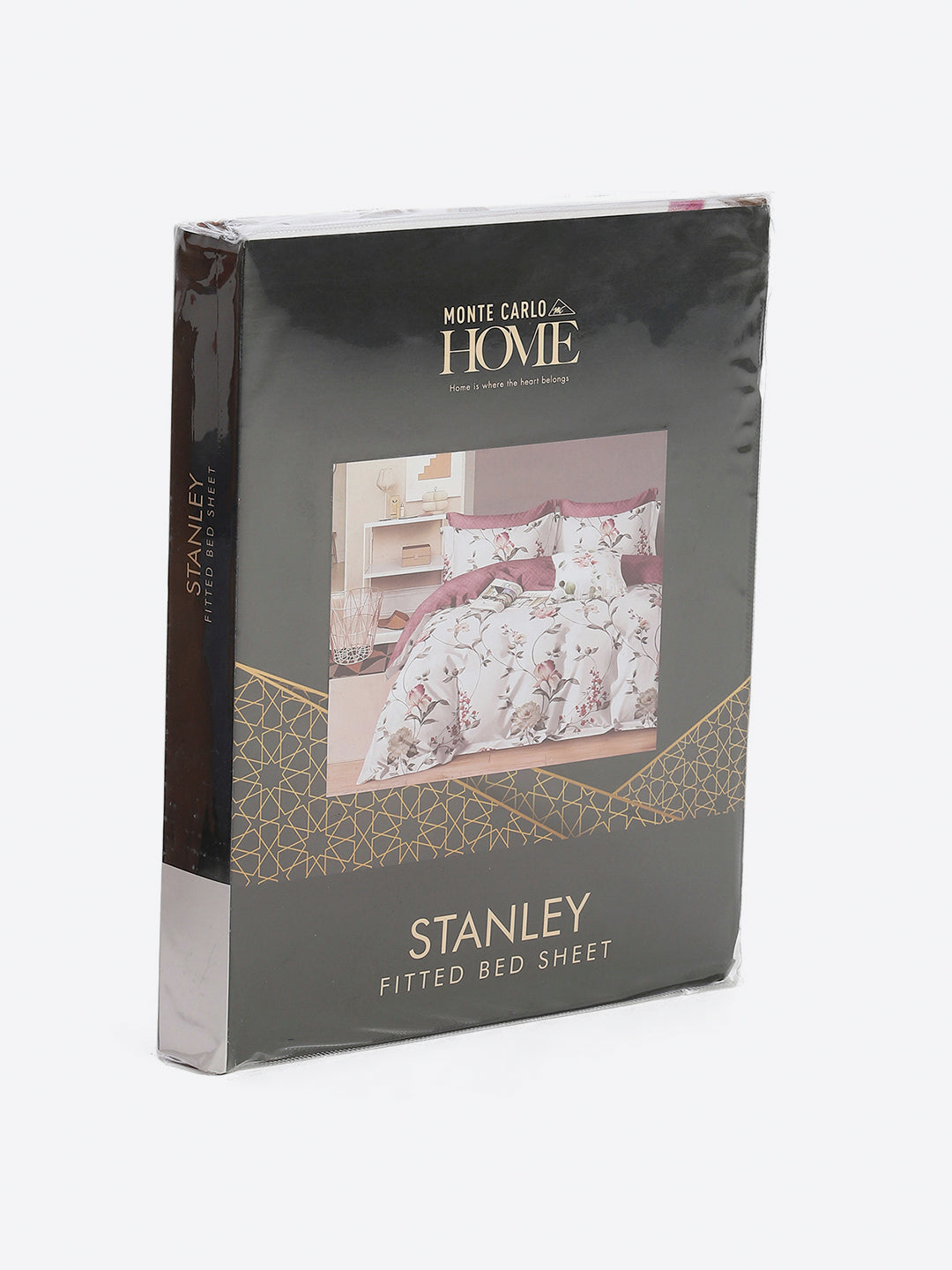 130 GSM Polyester King Size 1 Bedsheet with 2 Pillow Covers (Stanley)