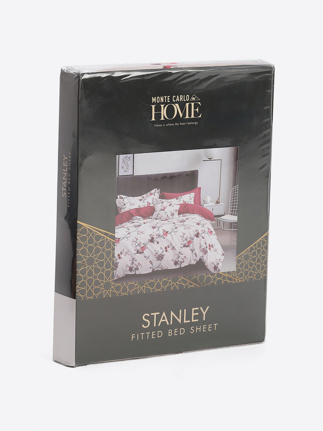130 GSM Polyester King Size 1 Bedsheet with 2 Pillow Covers (Stanley)