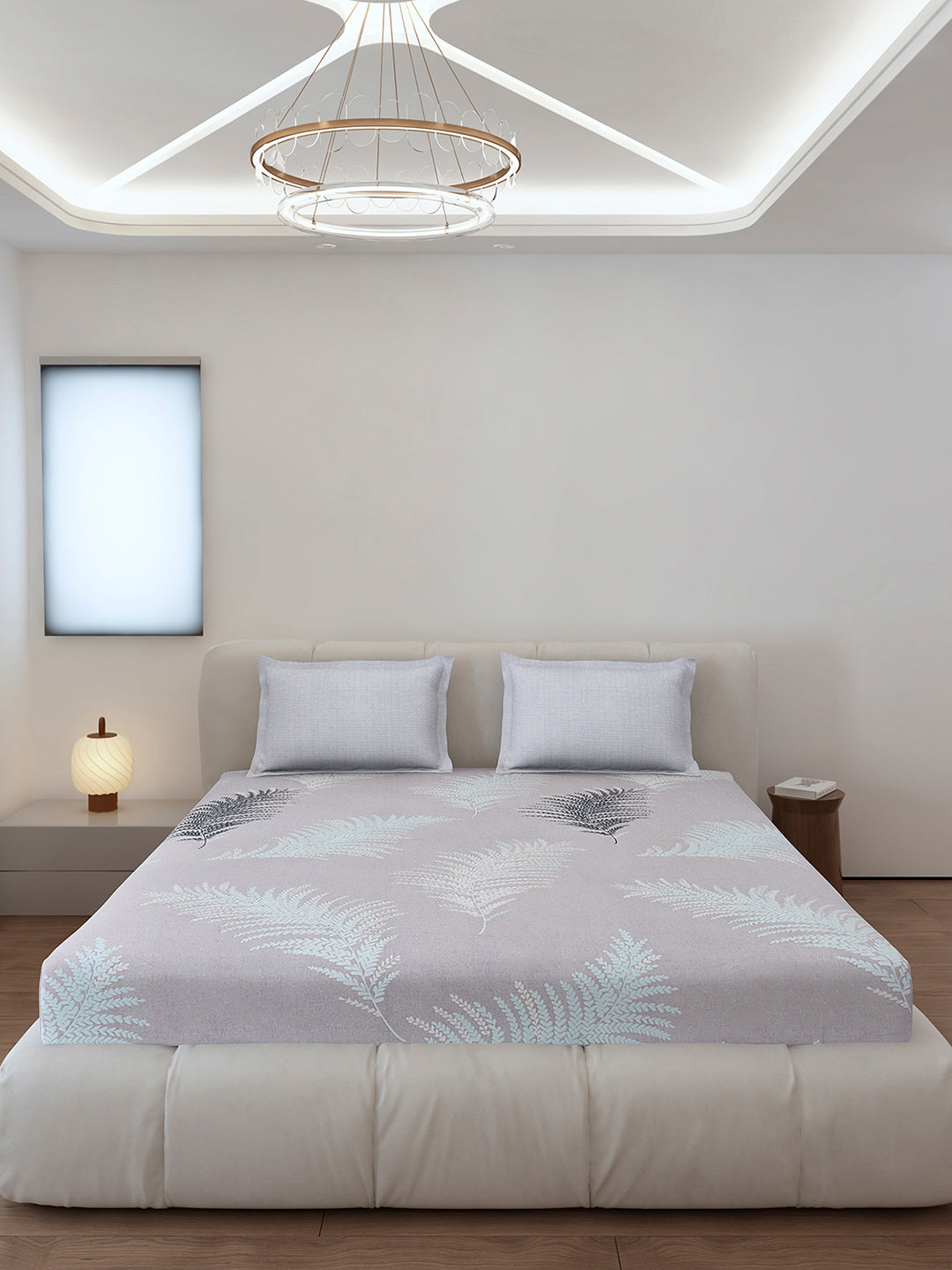 130 GSM Polyester King Size 1 Bedsheet with 2 Pillow Covers (Stanley)