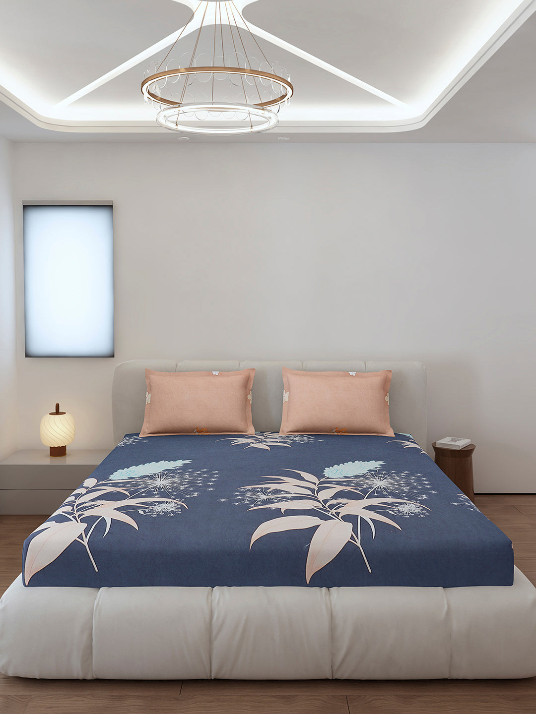 130 GSM Polyester King Size 1 Bedsheet with 2 Pillow Covers (Stanley)