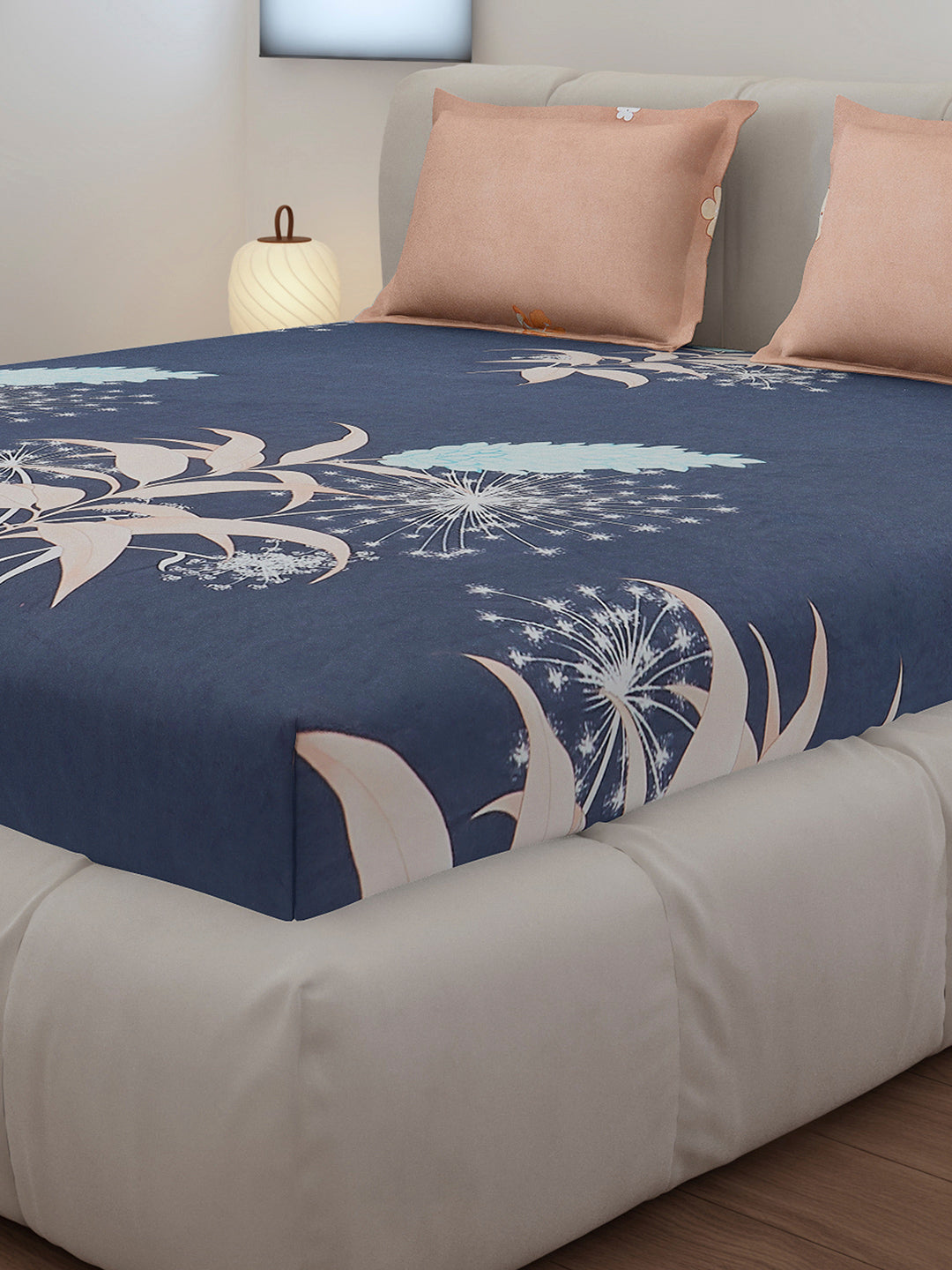 130 GSM Polyester King Size 1 Bedsheet with 2 Pillow Covers (Stanley)