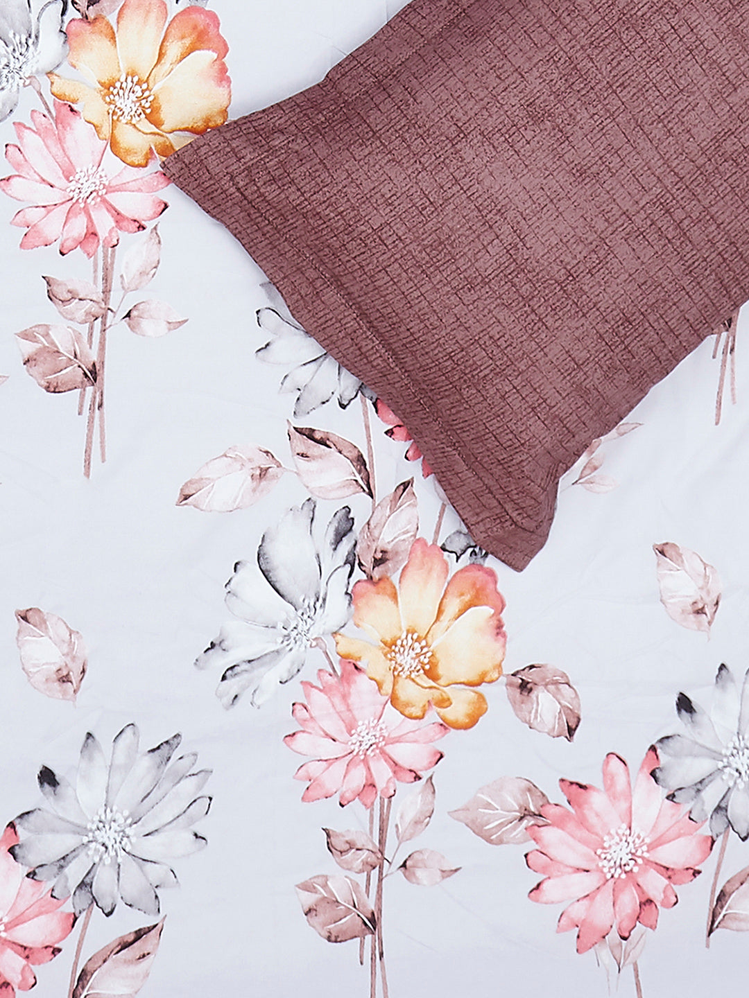 130 GSM Polyester King Size 1 Bedsheet with 2 Pillow Covers (Stanley)