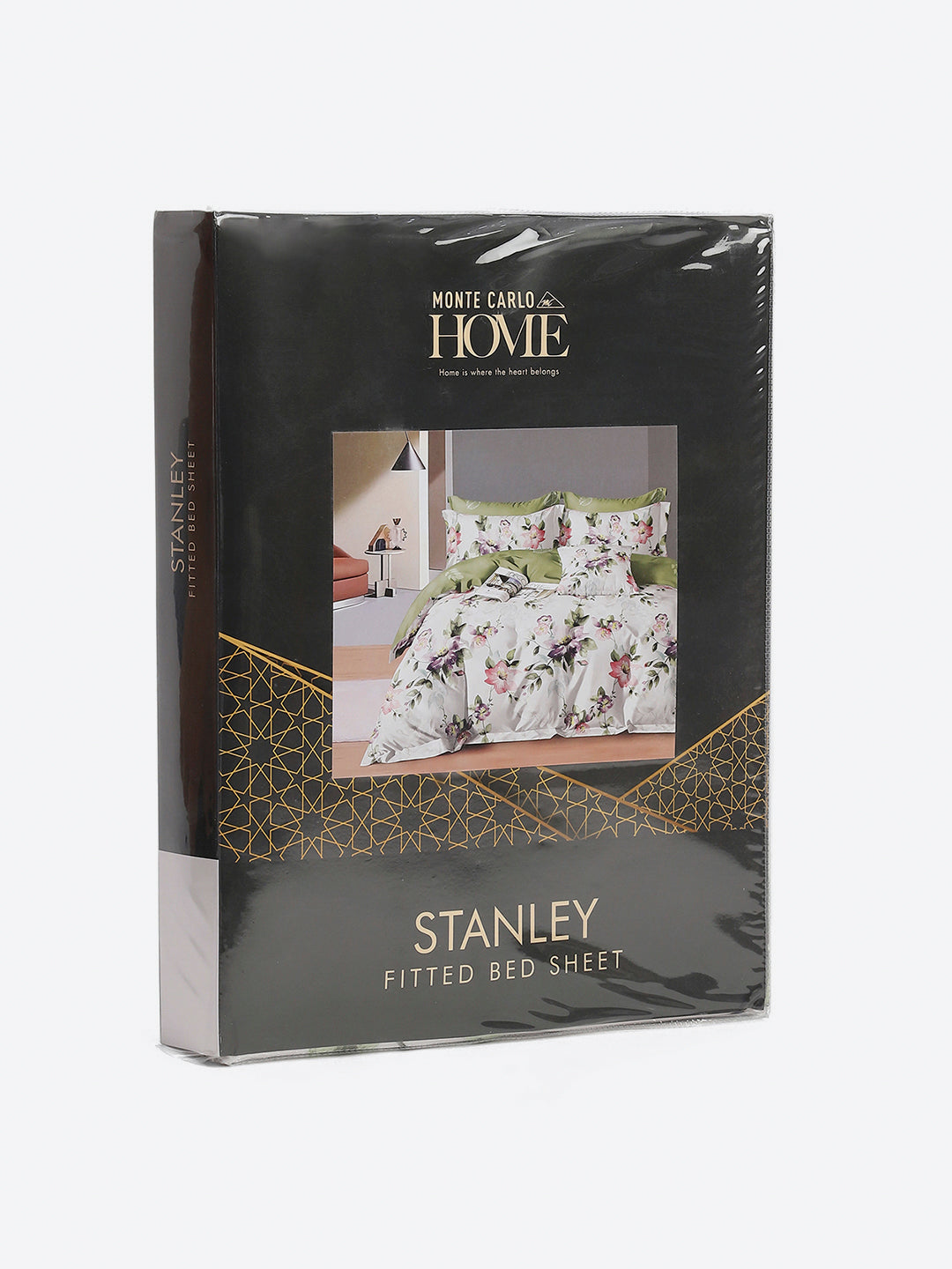 130 GSM Polyester King Size 1 Bedsheet with 2 Pillow Covers (Stanley)