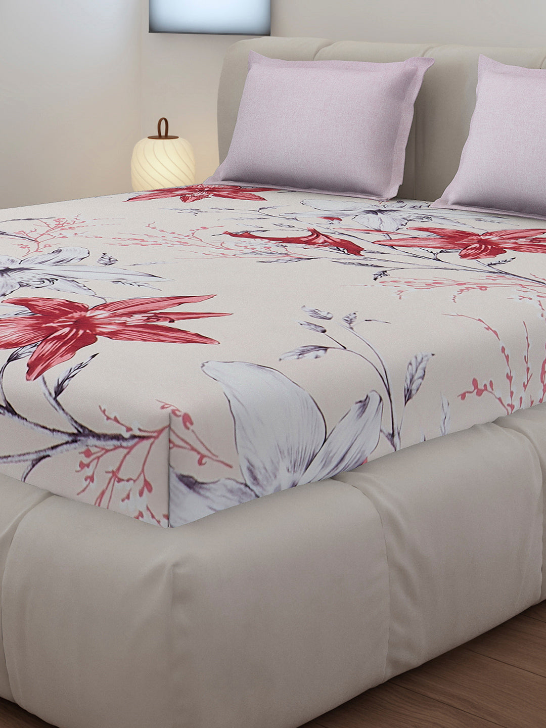 130 GSM Polyester King Size 1 Bedsheet with 2 Pillow Covers (Stanley)