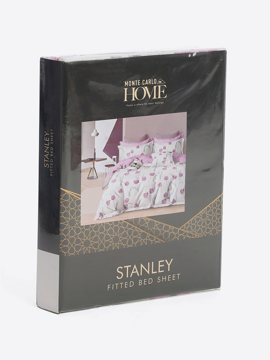 130 GSM Polyester King Size 1 Bedsheet with 2 Pillow Covers (Stanley)