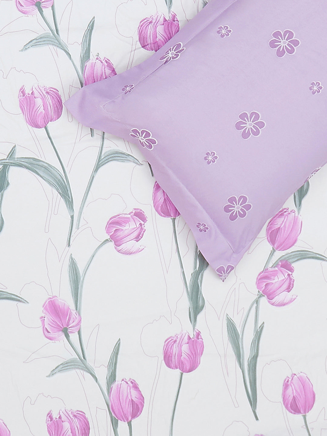 130 GSM Polyester King Size 1 Bedsheet with 2 Pillow Covers (Stanley)