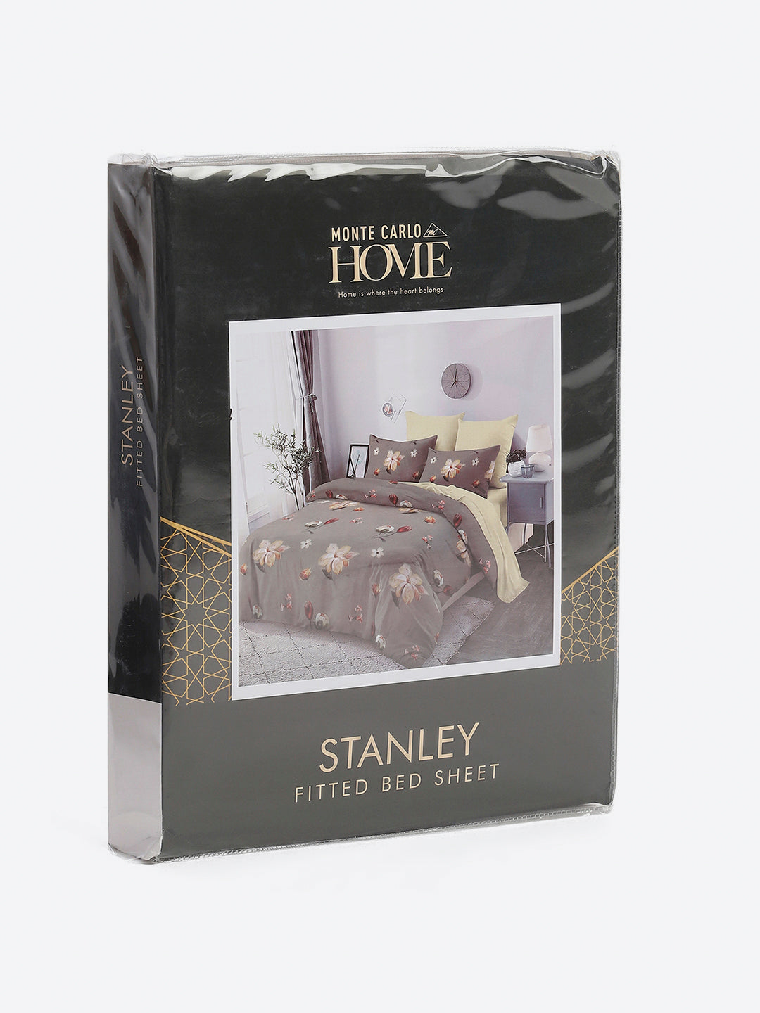 130 GSM Polyester King Size 1 Bedsheet with 2 Pillow Covers (Stanley)