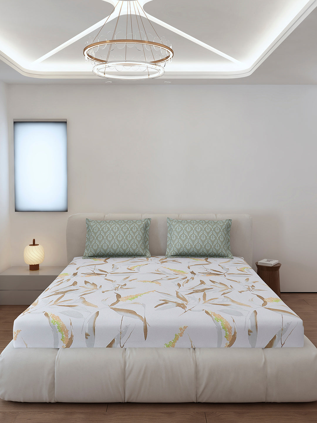 130 GSM Polyester King Size 1 Bedsheet with 2 Pillow Covers (Stanley)