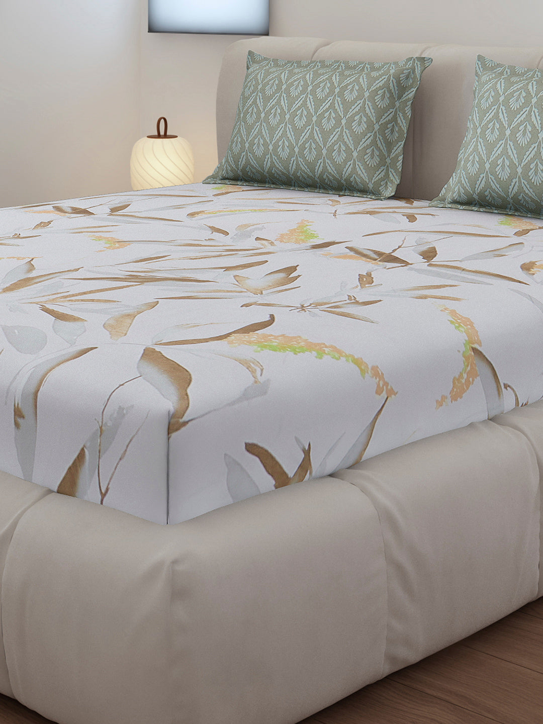 130 GSM Polyester King Size 1 Bedsheet with 2 Pillow Covers (Stanley)