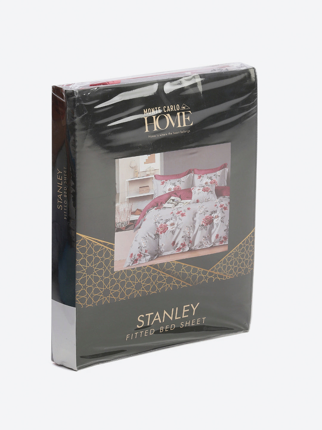 130 GSM Polyester King Size 1 Bedsheet with 2 Pillow Covers (Stanley)