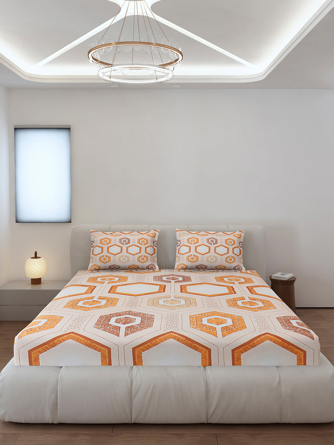 130 GSM Polyester King Size 1 Bedsheet with 2 Pillow Covers (Stanley)