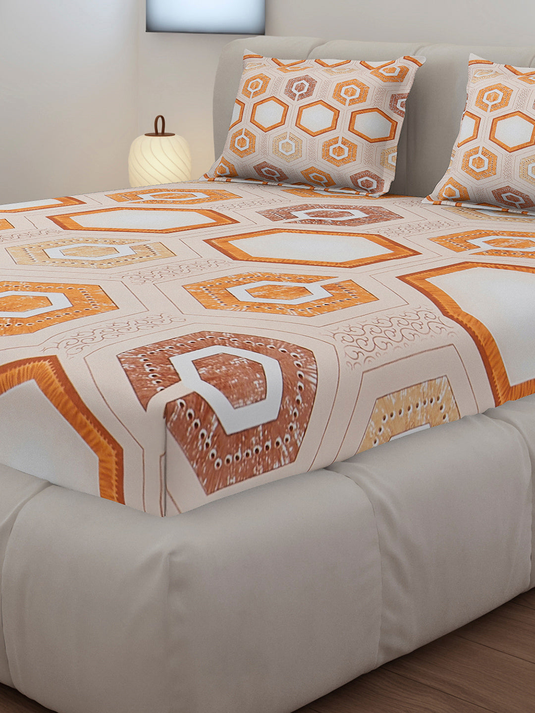 130 GSM Polyester King Size 1 Bedsheet with 2 Pillow Covers (Stanley)