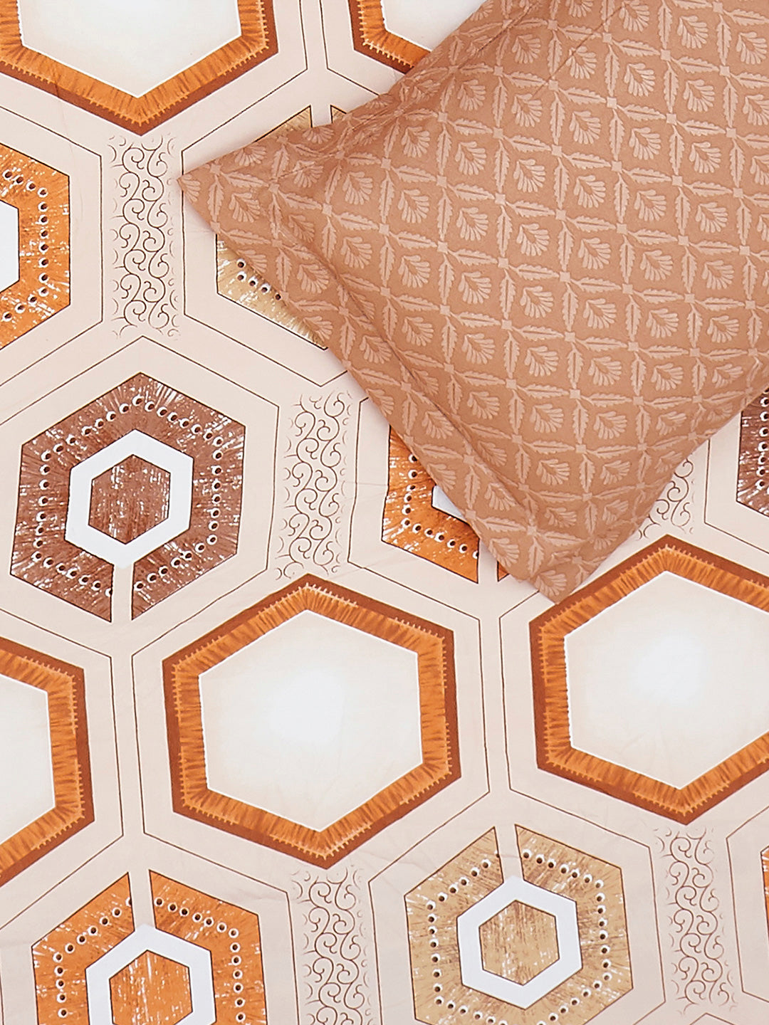 130 GSM Polyester King Size 1 Bedsheet with 2 Pillow Covers (Stanley)