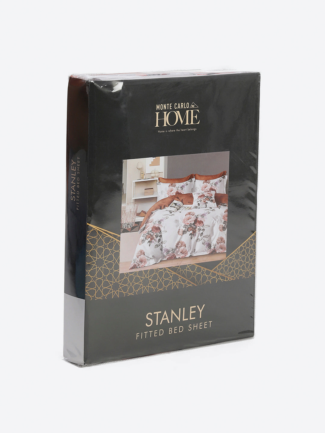 130 GSM Polyester King Size 1 Bedsheet with 2 Pillow Covers (Stanley)