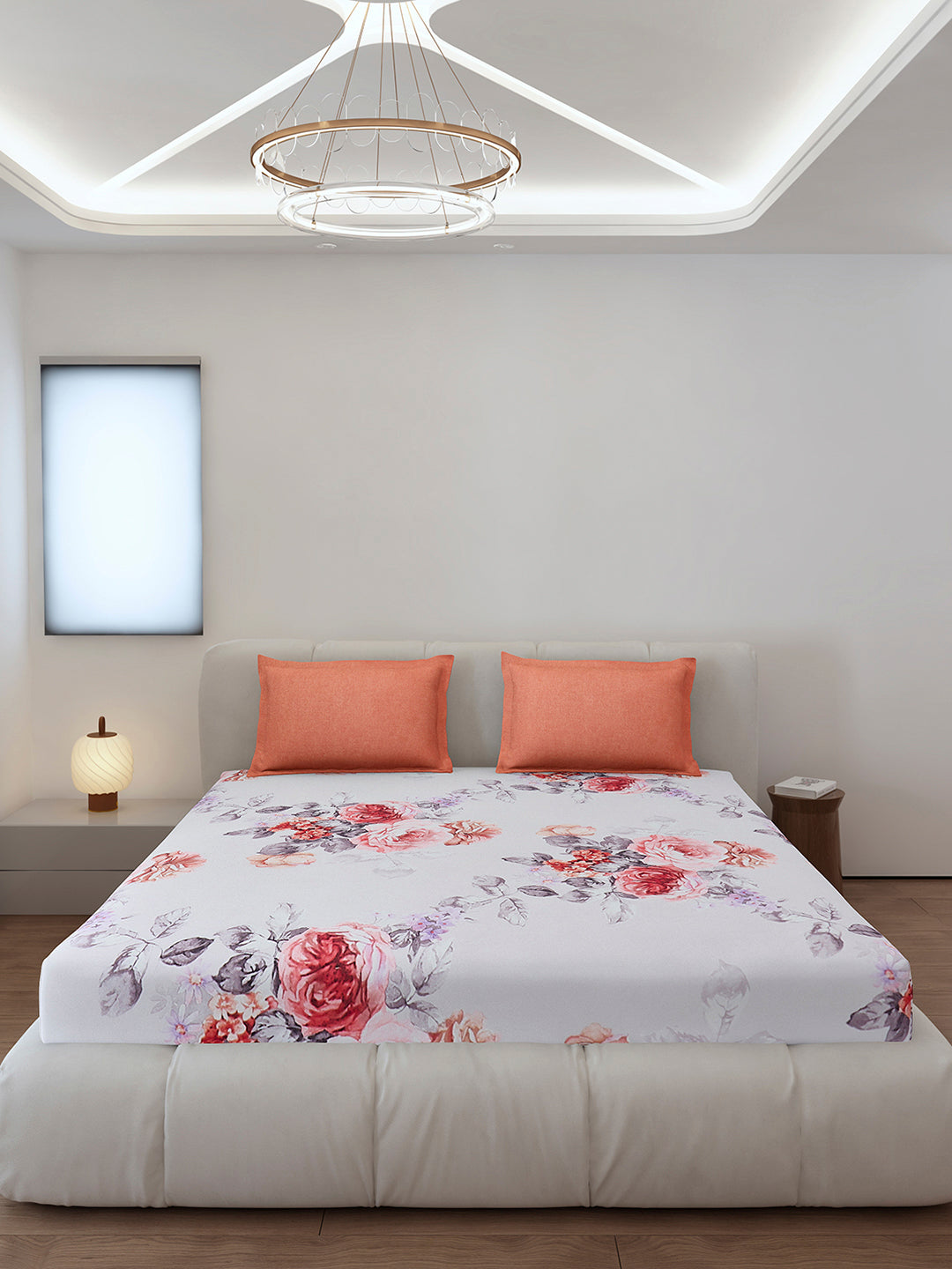 130 GSM Polyester King Size 1 Bedsheet with 2 Pillow Covers (Stanley)