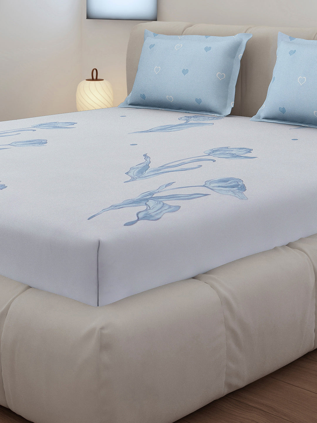 130 GSM Polyester King Size 1 Bedsheet with 2 Pillow Covers (Stanley)