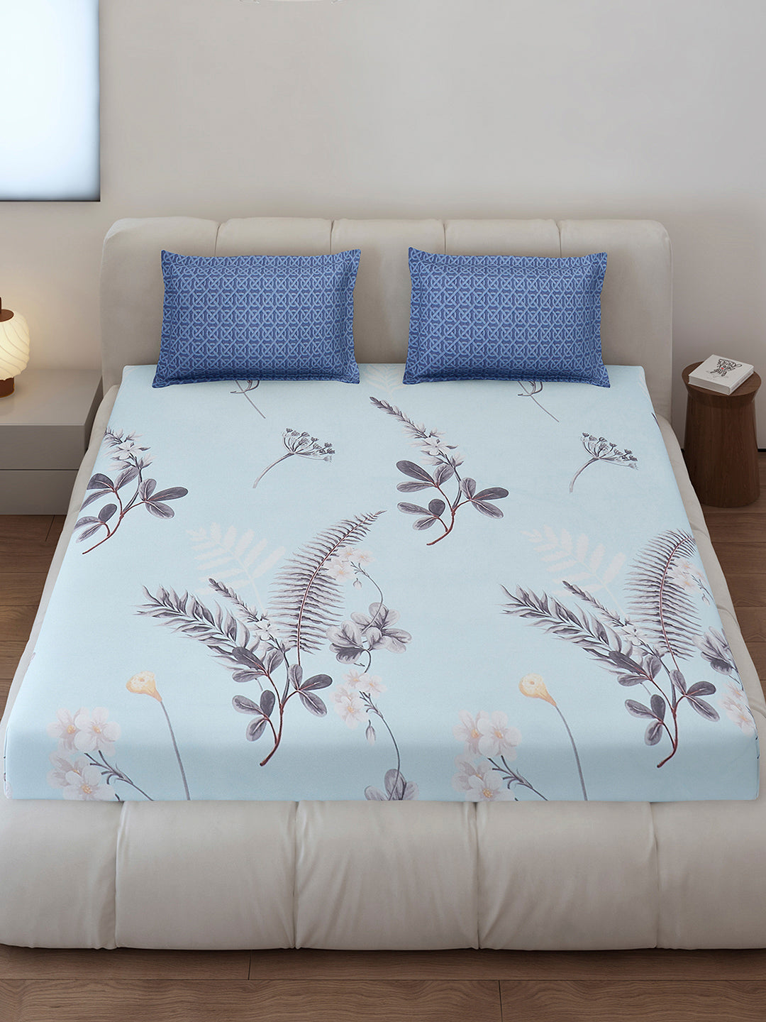 130 GSM Polyester King Size 1 Bedsheet with 2 Pillow Covers (Stanley)