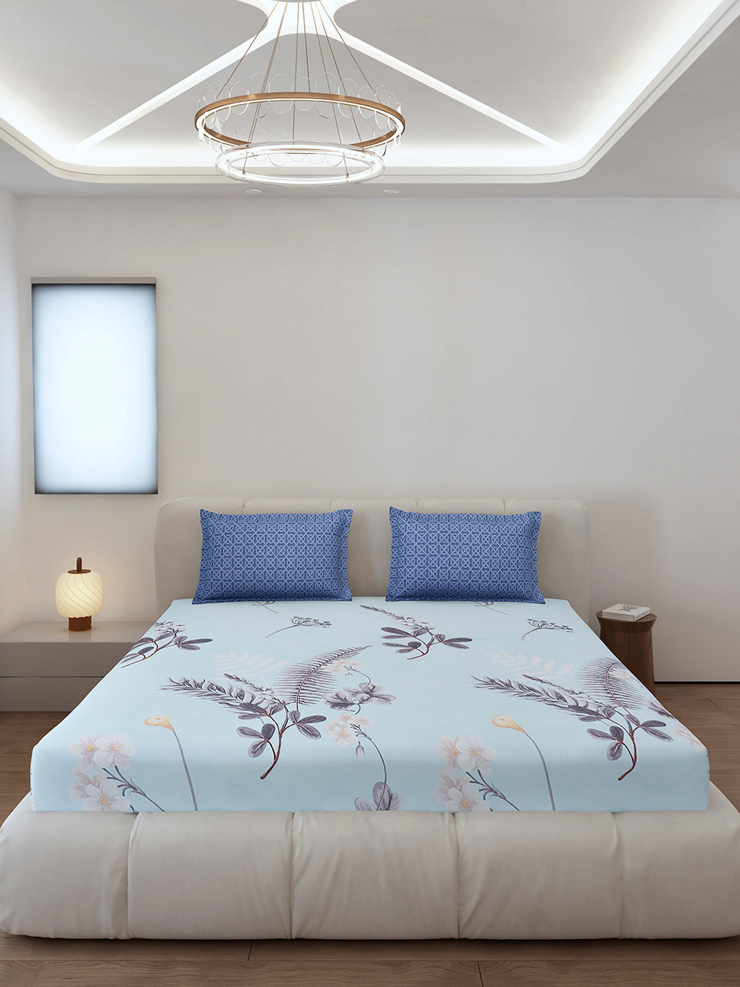 130 GSM Polyester King Size 1 Bedsheet with 2 Pillow Covers (Stanley)