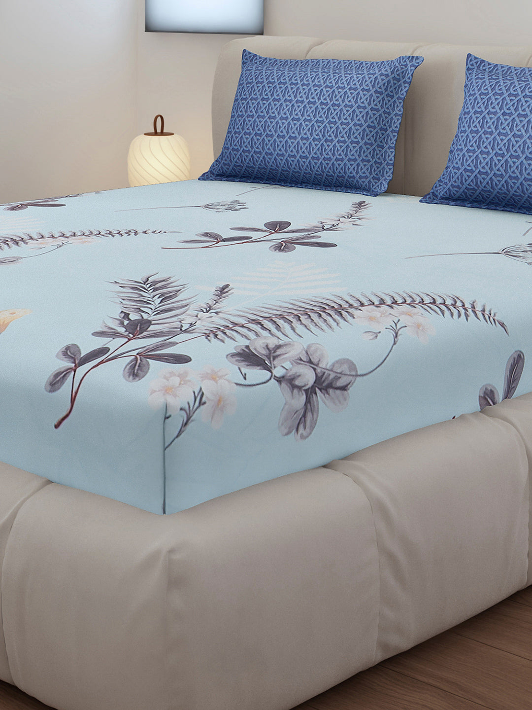 130 GSM Polyester King Size 1 Bedsheet with 2 Pillow Covers (Stanley)