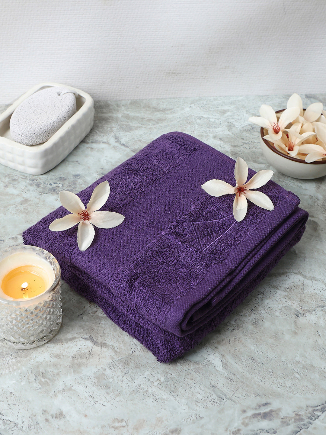Purple Cotton Solid 400 GSM Bath Towel (Jazz)