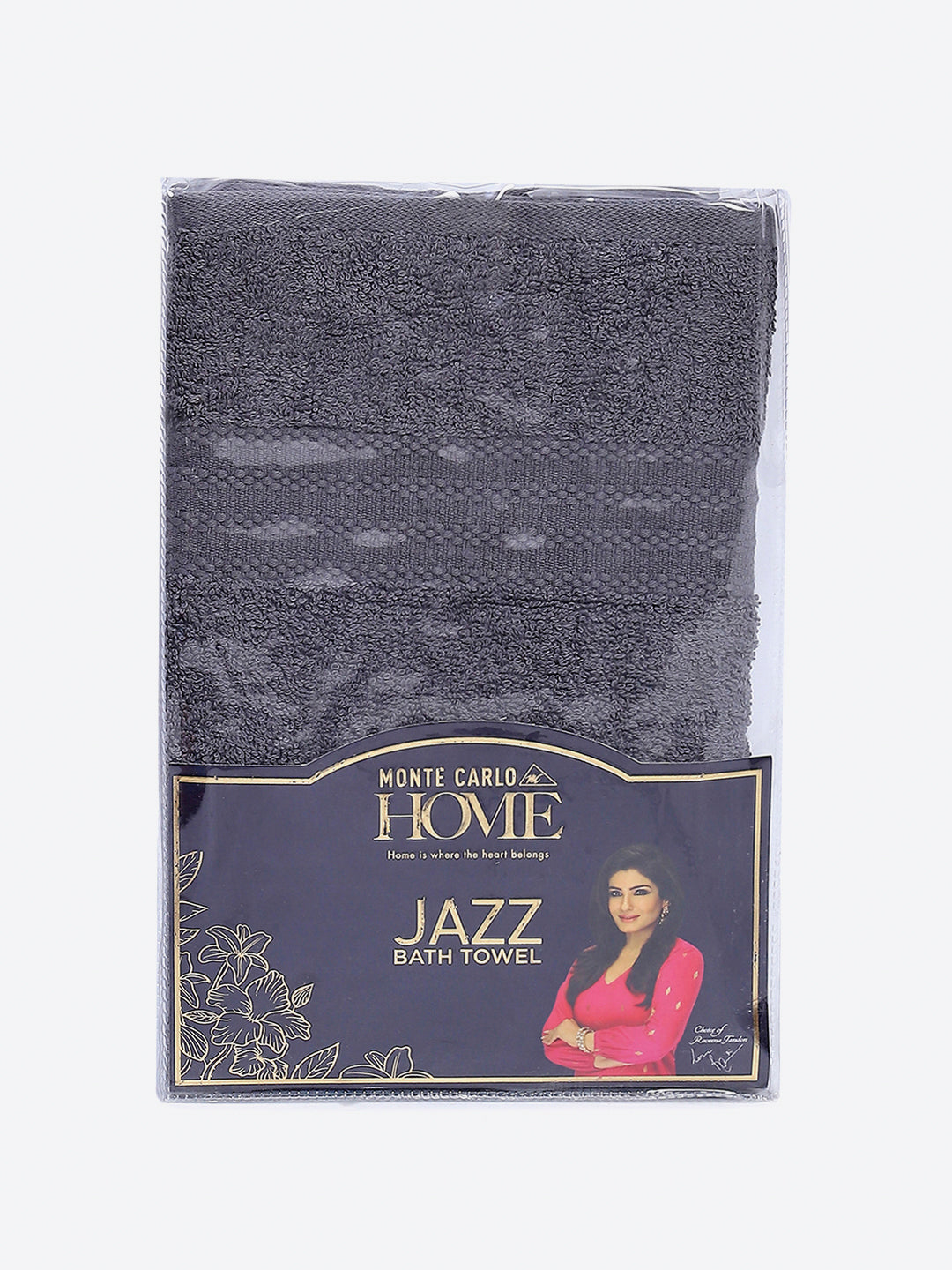 Grey Cotton Solid 400 GSM Bath Towel (Jazz)