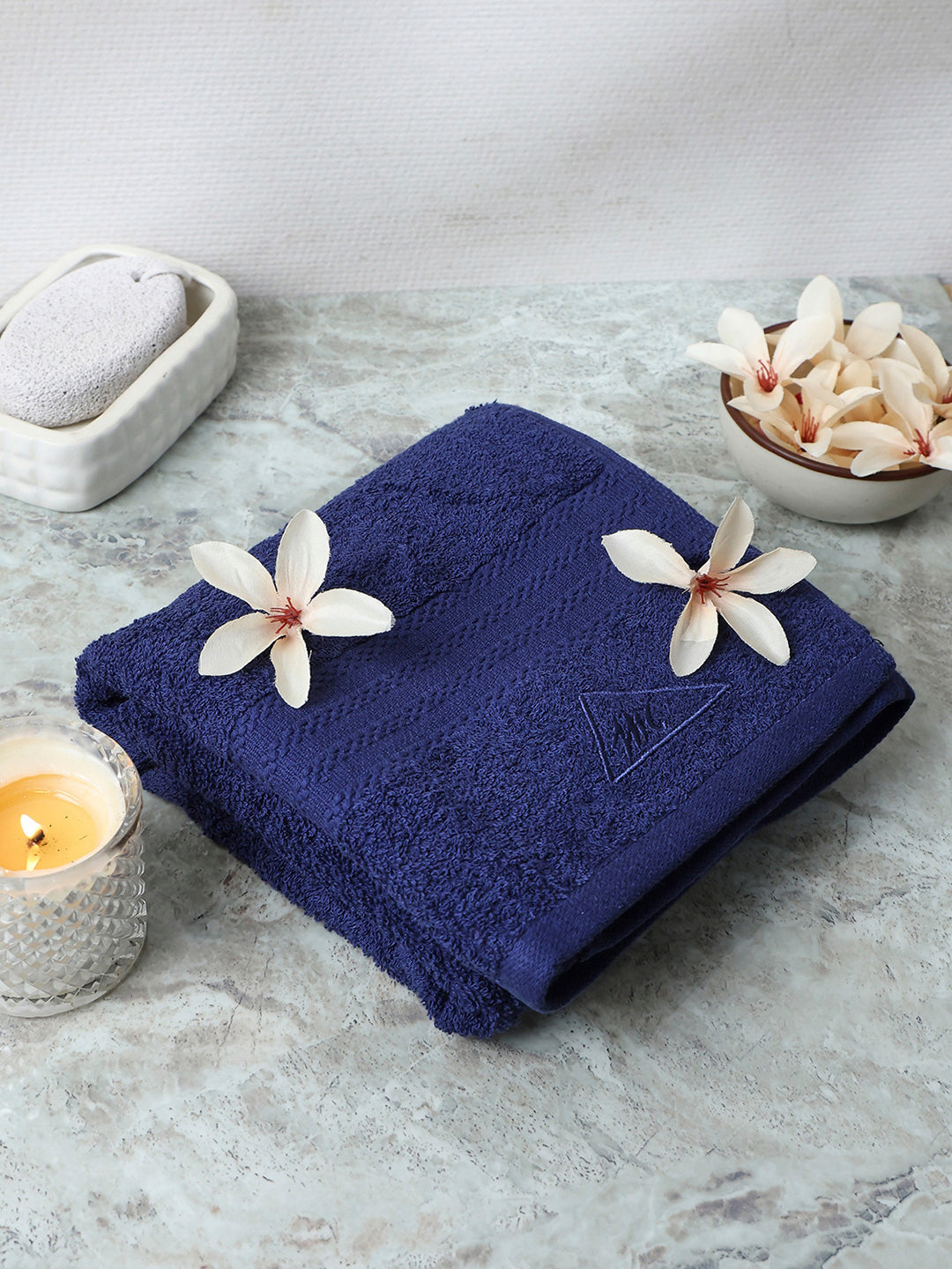 Royal Blue Cotton Solid 400 GSM Bath Towel (Jazz)