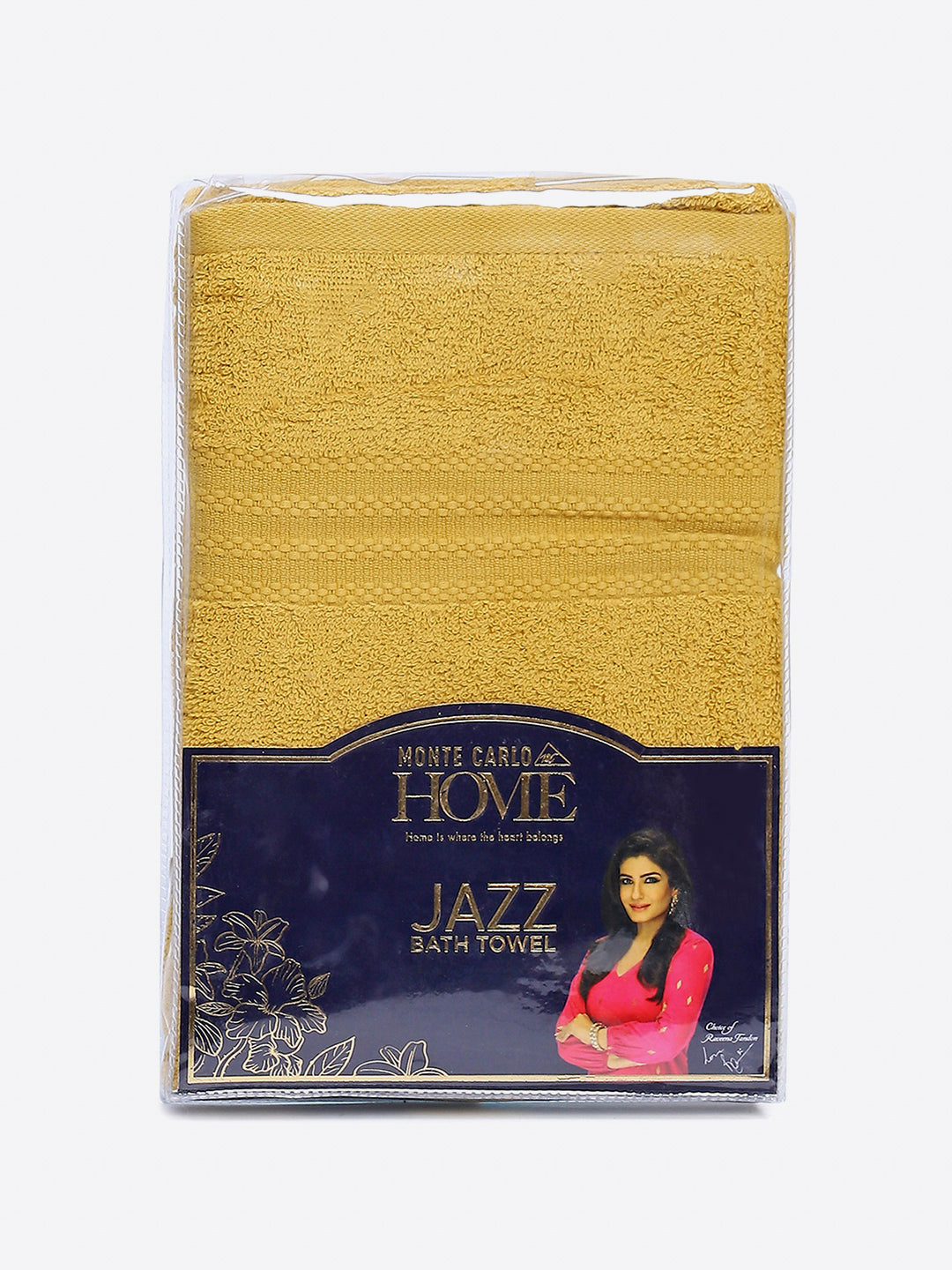 Yellow Cotton Solid 400 GSM Bath Towel (Jazz)