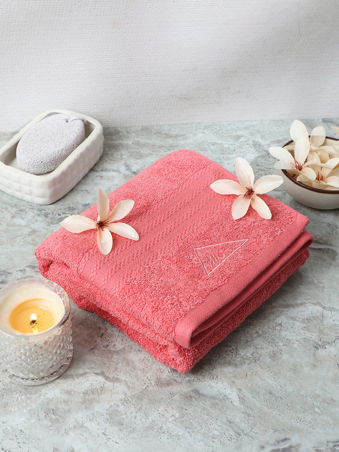 Pink Cotton Solid 400 GSM Bath Towel (Jazz)
