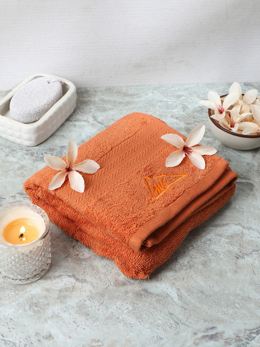 Orange Cotton Solid 400 GSM Bath Towel (Jazz)