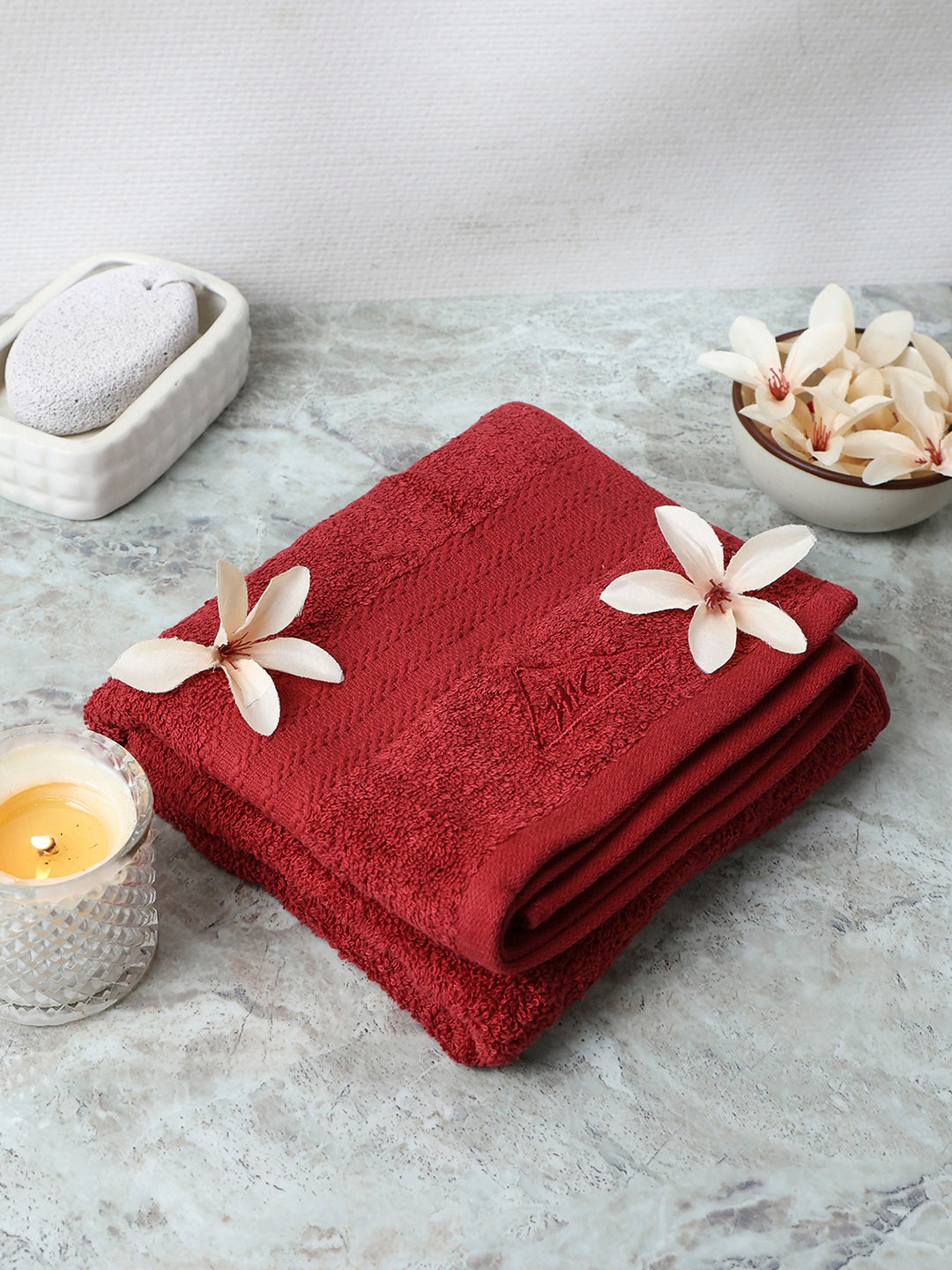 Maroon Cotton Solid 400 GSM Bath Towel (Jazz)