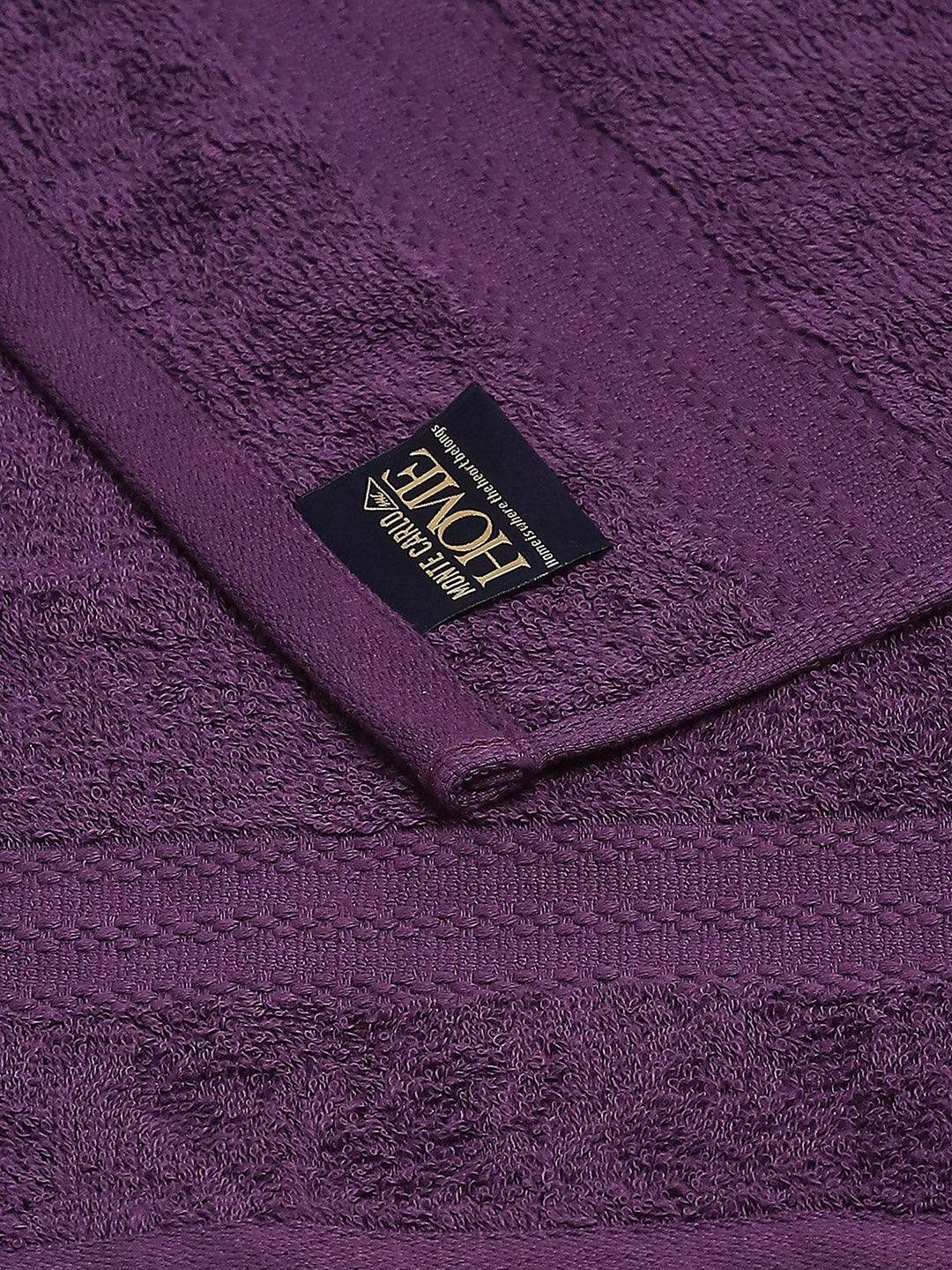 Purple Cotton Solid 380 GSM 2 Bath Towel & 2 Hand Towel