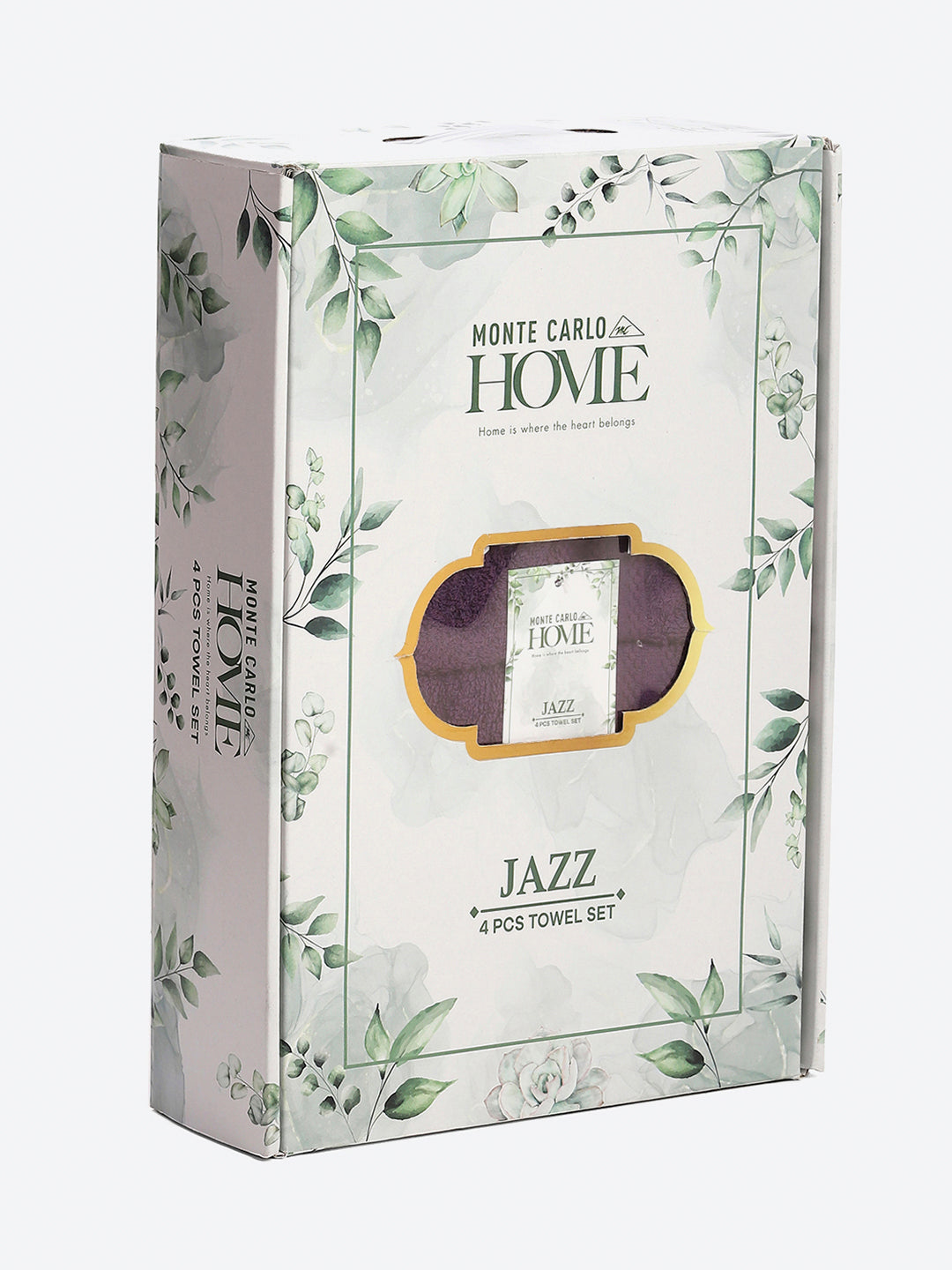 Purple Cotton Solid 380 GSM 2 Bath Towel & 2 Hand Towel