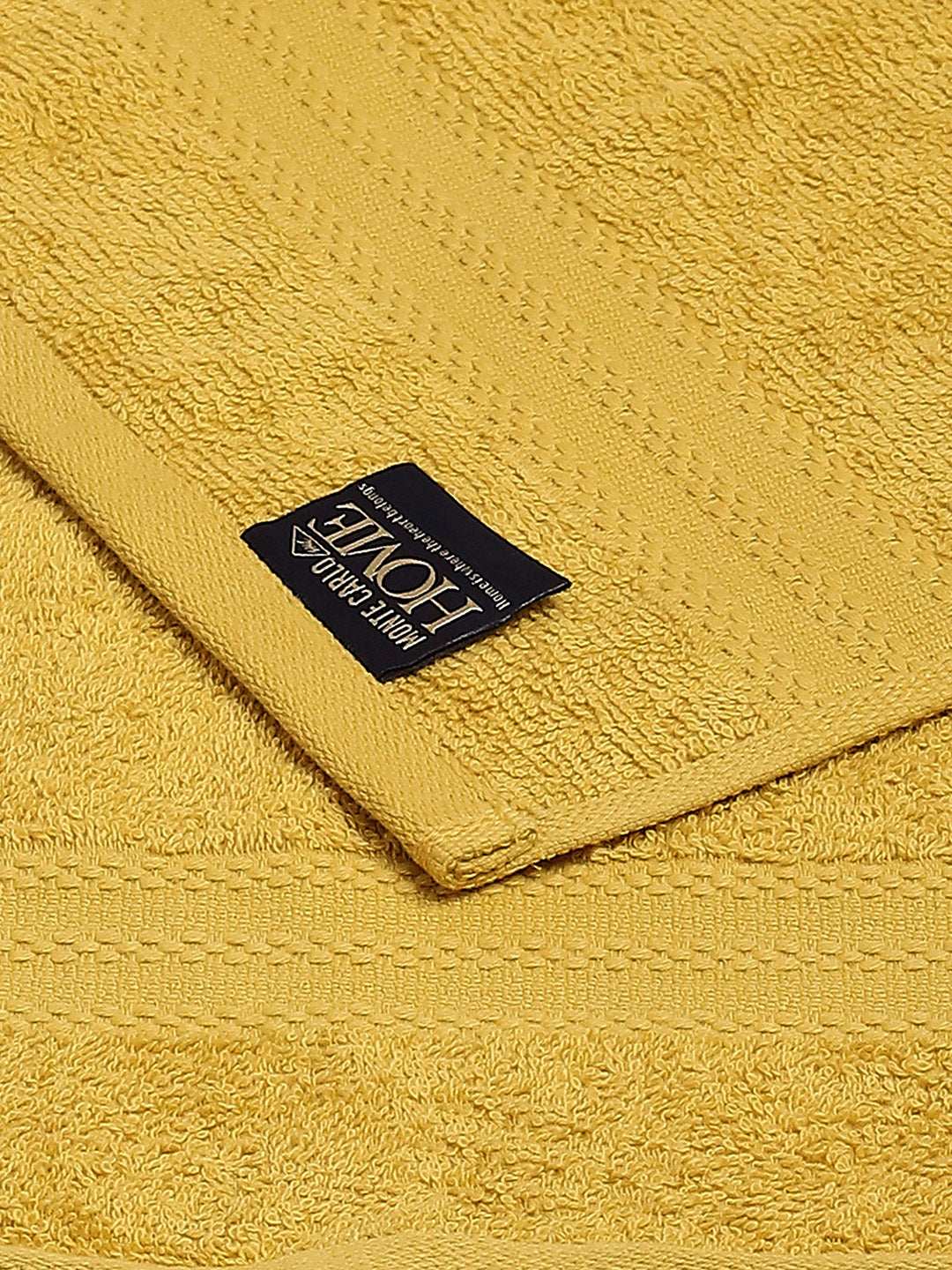 Mustard Cotton Solid 380 GSM 2 Bath Towel & 2 Hand Towel