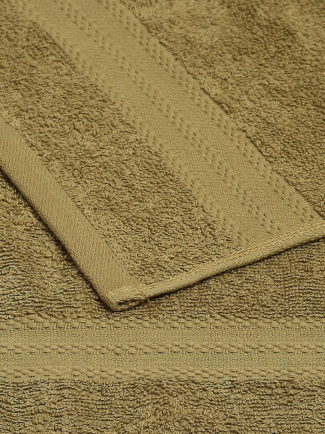 Olive Cotton Solid 380 GSM 2 Bath Towel & 2 Hand Towel
