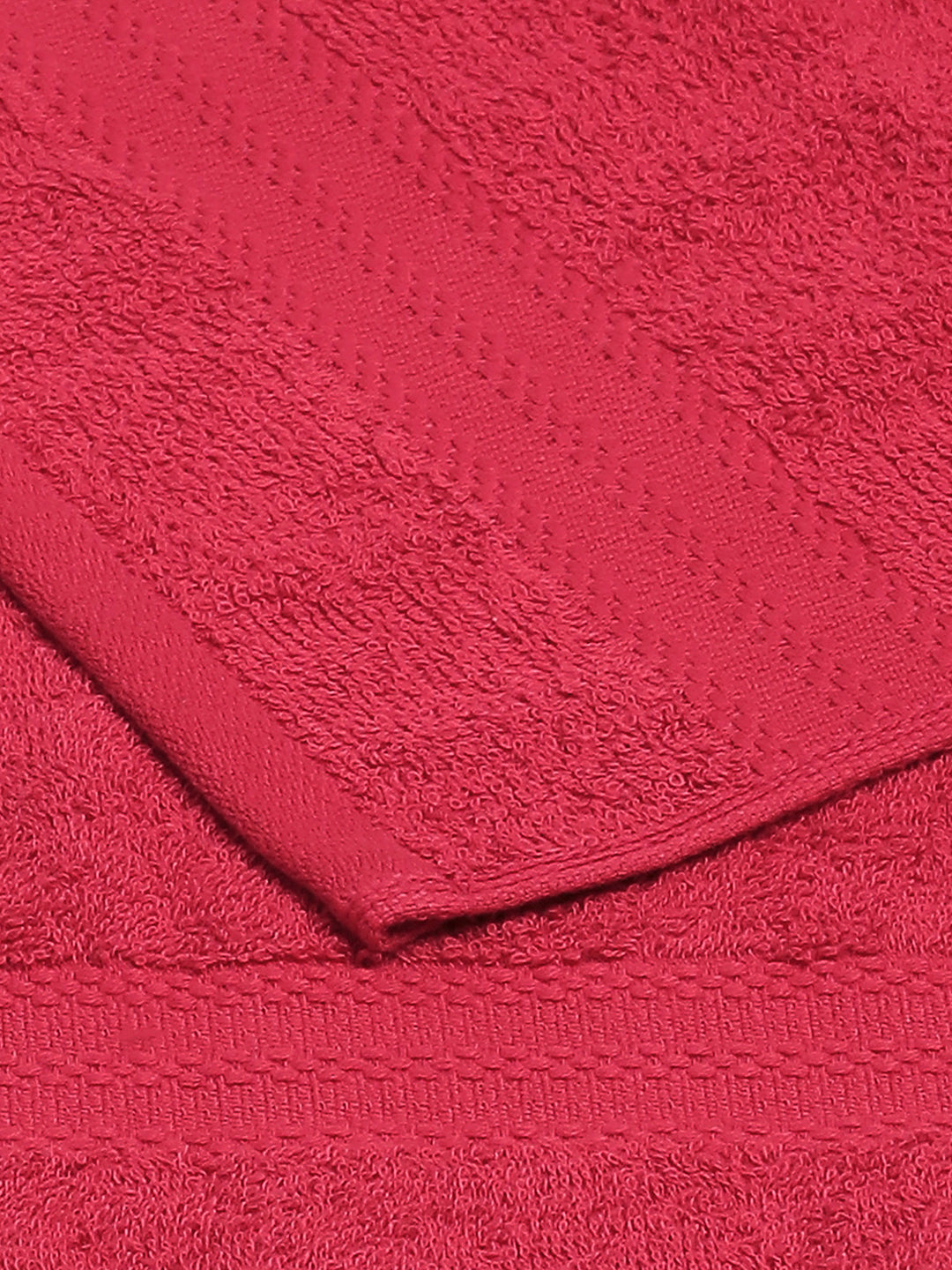 Dark Red Cotton Solid 380 GSM 2 Bath Towel & 2 Hand Towel