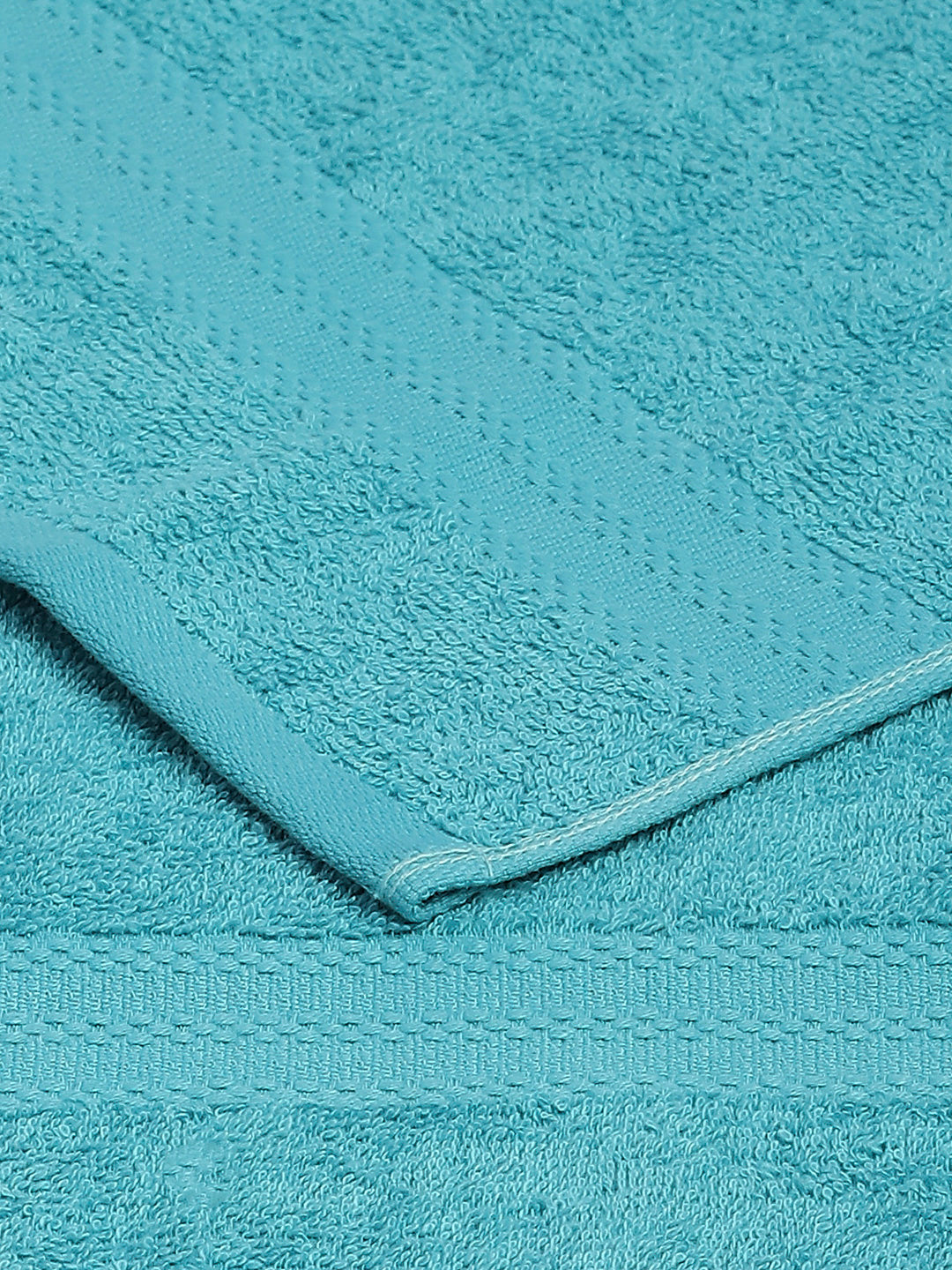 Aqua Blue Cotton Solid 380 GSM 2 Bath Towel & 2 Hand Towel